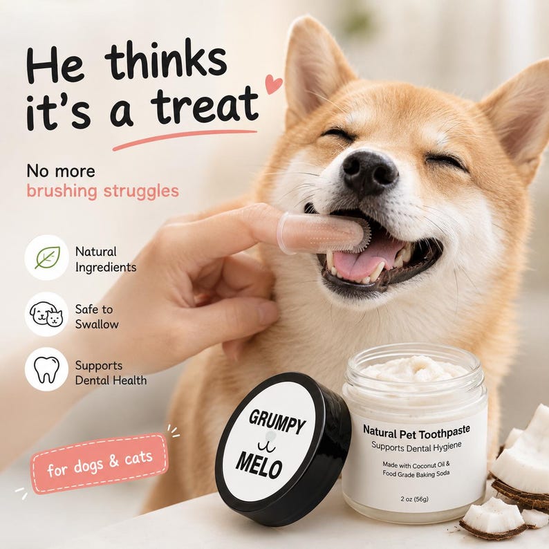Smiling Toothpaste Dog Natural Dog Toothpaste, Organic Coconut Oil Dental Care, Tartar Plaque ...