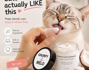 Cat Toothpaste Natural Coconut Oil, Cat Dental Care Tartar Plaque Remover, Fresh Breath Cleaner, Safe to Swallow Pet Toothpaste