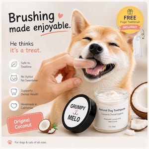 Natural Dog Toothpaste, Coconut Oil Dental Care, Tartar Plaque Remover For Dogs