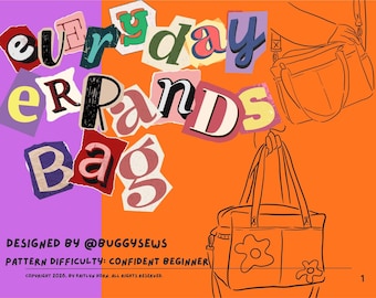 Patrón de costura digital para bolso de uso diario. Ideal para principiantes que buscan un estilo de vida relajado y práctico.