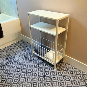 3-tyre Wooden Side Table with Storage Basket | Small End Table | Bed Side Table | Narrow Nightstand | Rustic Side Table | Sofa Side Table