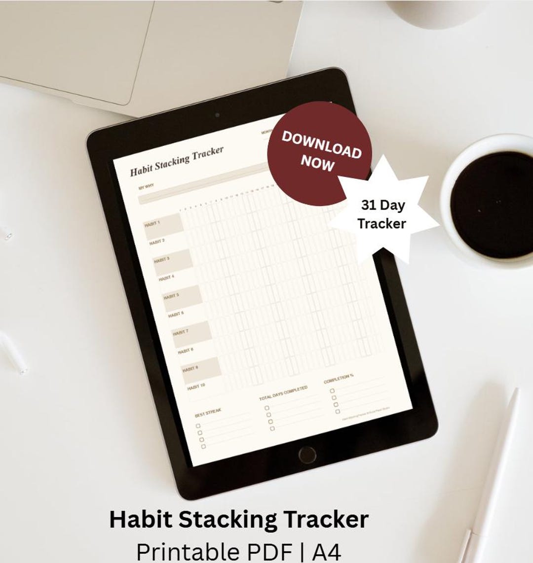 Habit Stacking Template.pdf Habit Stacking Tracker Printable | Minimal Routine Builder (A4 PDF ...