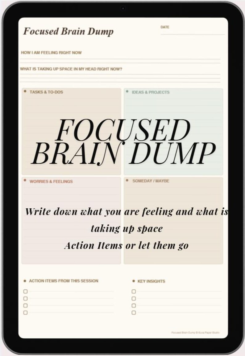 Brain Dump Printable | ADHD Planner Page, Mental Clarity Worksheet ...