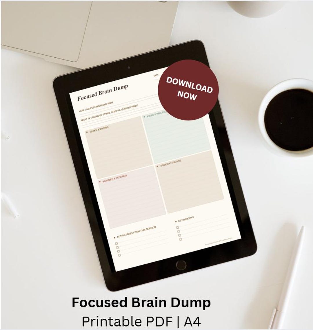 Brain Dump Printable | ADHD Planner Page, Mental Clarity Worksheet ...
