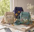 Personalized Embroidered Linen Phone Bag, Custom Floral Crossbody Purse, Handmade Wildflower Sling Bag, Gift for Her, Custom Embroidery product logo