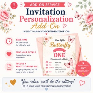 Invitation Personalization Service Add-On, Canva Template Editing, Custom Birthday Invite, Ready-to-Print PDF JPG