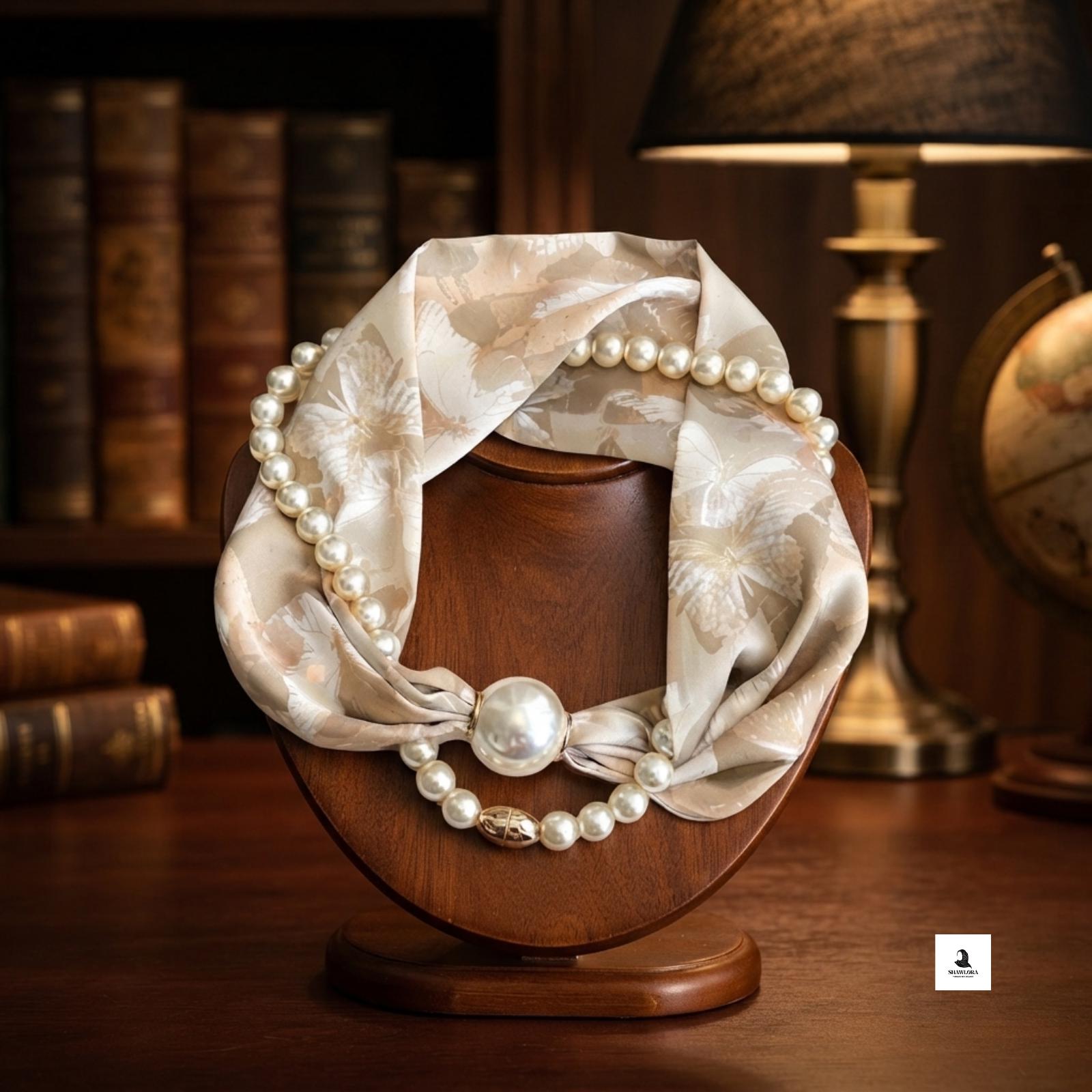 Magnetic Pearl Scarf Buckle Elegant Long Clip, No-Pin Shawl Fastener