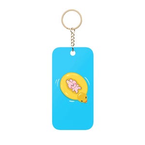 Pig on Duck Float Acrylic Keychain Charm | Double-Sided Tag