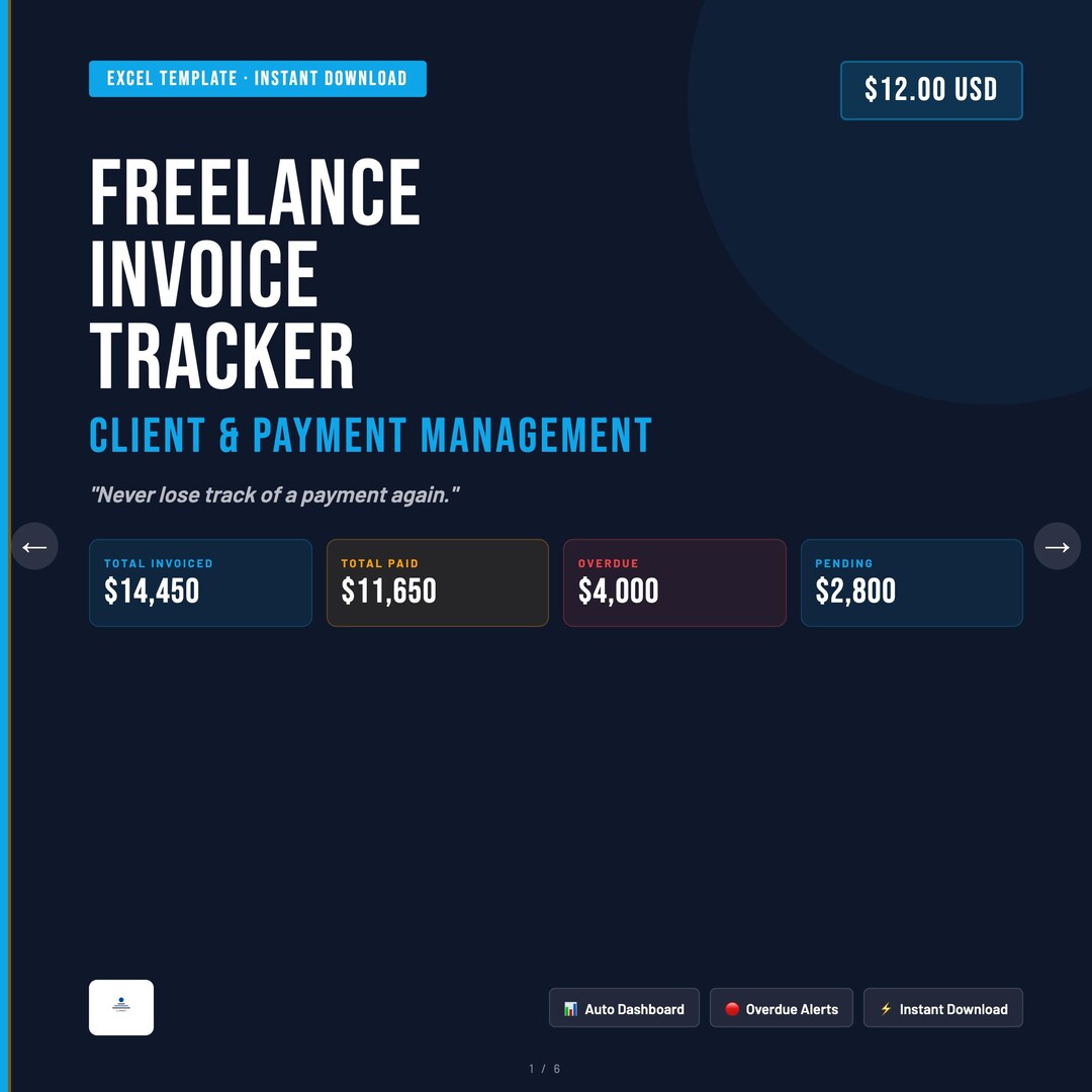 Freelance Invoice Tracker Excel Template | Client Management | Payment ...