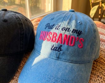 Embroidered Husband's Tab Dad Hat, Funny Fiance Boyfriend Cap
