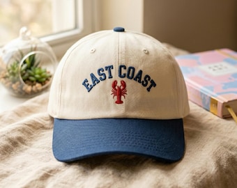 Embroidered Lobster Baseball Hat | East Coast Coastal Fisherman Style