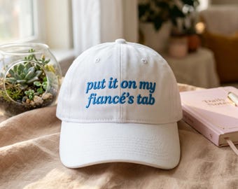 Embroidered Fiance Tab Cap, Bachelorette Wedding Party Hat, Bride To Be