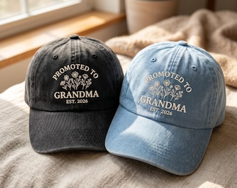Embroidered Grandma Trucker Hat, Pregnancy Reveal Gift, Est 2026