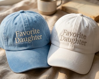 Favorite Daughter Embroidered Hat – Washed Red Cotton Baseball Cap
