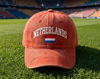 Netherlands Embroidered Dad Hat: Cotton Baseball Cap, Holland Pride Souvenir
