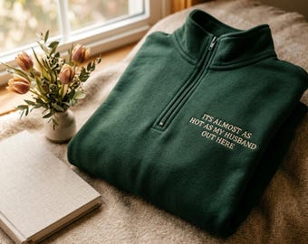 Embroidered Quarter Zip Sweatshirt, Funny Wife Beach Vacation Summer Shirt