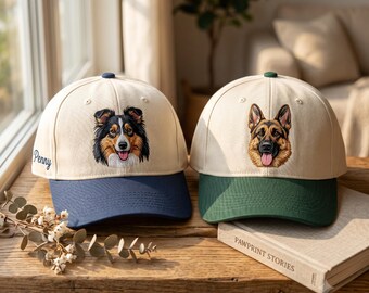 Custom Embroidered Pet Portrait Trucker Cap, Personalized Dog Cat Hat