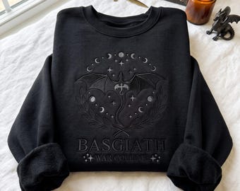 Sudadera bordada Fourth Wing, Basgiath War College, novela de fantasía Dragon Rider (65% algodón)