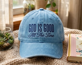 Embroidered God Is Good Baseball Hat, Faith Based Cap for Women