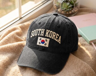 Korea Flag Hat, South Korea Flag Cap, Embroidered Soccer 2026 Country Flags Hat, Soccer Fan Apparel, Country Flag Hat