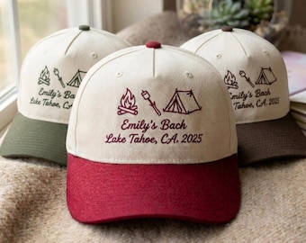 Custom Embroidered Camp Bachelorette Trucker Hat, Mountain Bride Cap