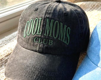 Embroidered Moms Club Baseball Cap, Striped Mom Life Hat