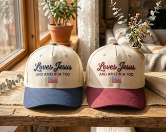 Embroidered Jesus America Flag Baseball Hat, Christian Patriotic Cap