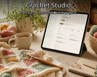 Crochet Project Planner | Yarn Stash, WIP Tracker, Row Counter (Offline App)