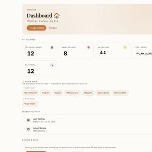 Cocktail Recipe Tracker App | Offline Bar Inventory, Tasting Log (Digital Download) image 3
