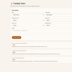 Father's Day Gift for Home Brewers | Personalized Digital Brew Log — Batch Tracker, Fermentation Log & Tasting Notes image 8