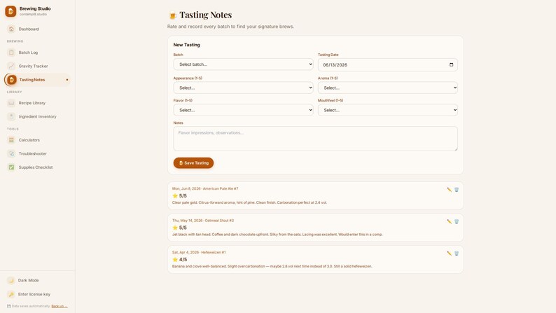 Father's Day Gift for Home Brewers | Personalized Digital Brew Log — Batch Tracker, Fermentation Log & Tasting Notes image 8
