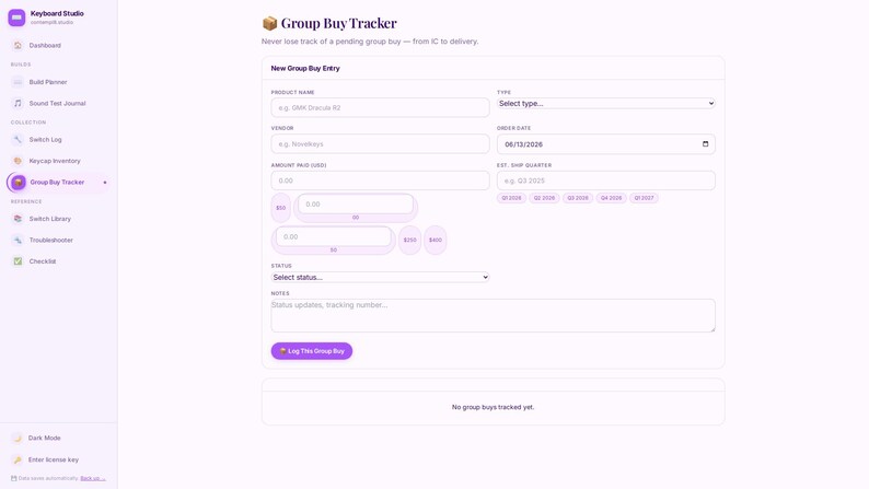 Father's Day Gift for Keyboard Enthusiasts | Personalized Digital Keyboard Tracker — Build Log, Switch Inventory & Group Buys image 5