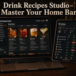 Cocktail Recipe Tracker App | Offline Bar Inventory, Tasting Log (Digital Download)