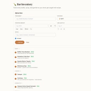 Cocktail Recipe Tracker App | Offline Bar Inventory, Tasting Log (Digital Download) image 7