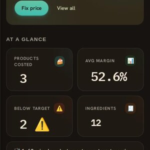 Rezept Kosten & Preise Rechner App | Home Baker, Maker Profit Marge Werkzeug | Bearbeiten Sie den Preis einmal für jedes Produkt Offen Bild 9