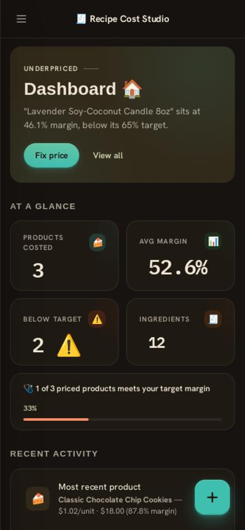 Rezept Kosten & Preise Rechner App | Home Baker, Maker Profit Marge Werkzeug | Bearbeiten Sie den Preis einmal für jedes Produkt Offen Bild 9