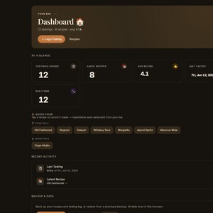 Cocktail Recipe Tracker App | Offline Bar Inventory, Tasting Log (Digital Download) image 13