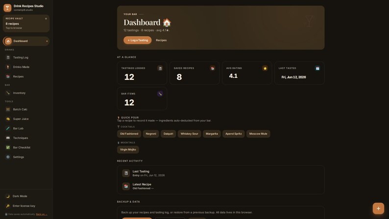 Cocktail Recipe Tracker App | Offline Bar Inventory, Tasting Log (Digital Download) image 13