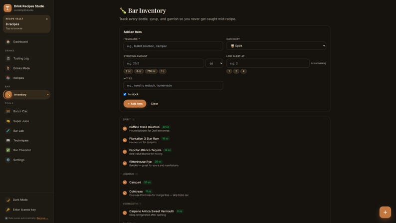 Cocktail Recipe Tracker App | Offline Bar Inventory, Tasting Log (Digital Download) image 18