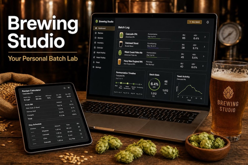 Father's Day Gift for Home Brewers | Personalized Digital Brew Log — Batch Tracker, Fermentation Log & Tasting Notes image 1