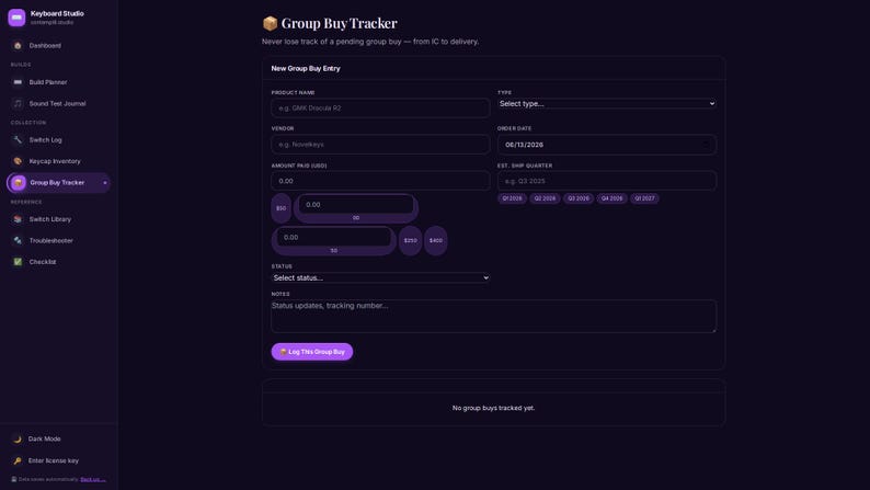 Father's Day Gift for Keyboard Enthusiasts | Personalized Digital Keyboard Tracker — Build Log, Switch Inventory & Group Buys image 13