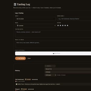 Cocktail Recipe Tracker App | Offline Bar Inventory, Tasting Log (Digital Download) image 20