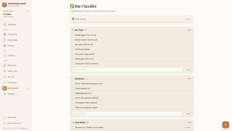 Cocktail Recipe Tracker App | Offline Bar Inventory, Tasting Log (Digital Download) image 6