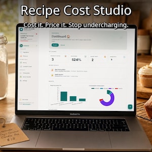 Rezept Kosten & Preise Rechner App | Home Baker, Maker Profit Marge Werkzeug | Bearbeiten Sie den Preis einmal für jedes Produkt Offen Bild 1