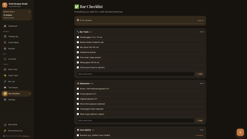 Cocktail Recipe Tracker App | Offline Bar Inventory, Tasting Log (Digital Download) image 17