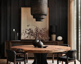 Exclusiva mesa de comedor redonda de 1,9 m – Madera de kauri antigua de 50.000 años de antigüedad, lujosa madera natural.