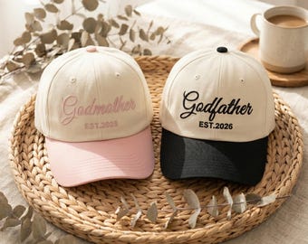 Chapeau de marraine personnalisé brodé, casquette de cadeau de proposition, cadeaux de fête des pères