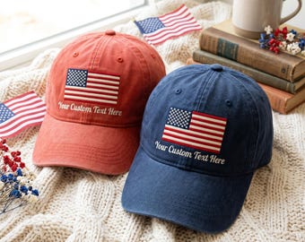 Chapeau drapeau des Etats-Unis personnalisé brodé, cadeau patriotique de l'Amérique 250 avec texte personnalisé