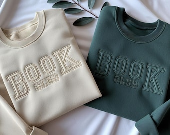 Sudadera bordada para club de lectura, camiseta vintage para amantes de los libros, camiseta unisex minimalista
