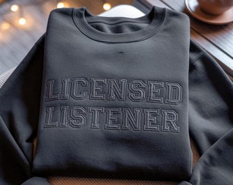 Sudadera bordada con la inscripción "Oyente Certificado", Camiseta de escucha activa, Regalo para terapeuta, Camiseta para introvertidos